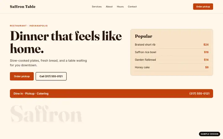 Saffron Table website on a laptop